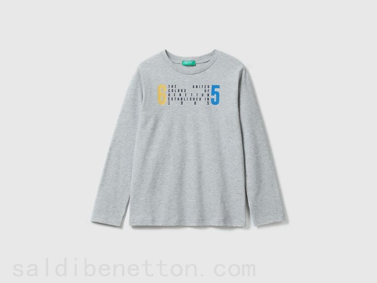 (image for) benetton 2023 T-shirt manica lunga in cotone bio Genuino